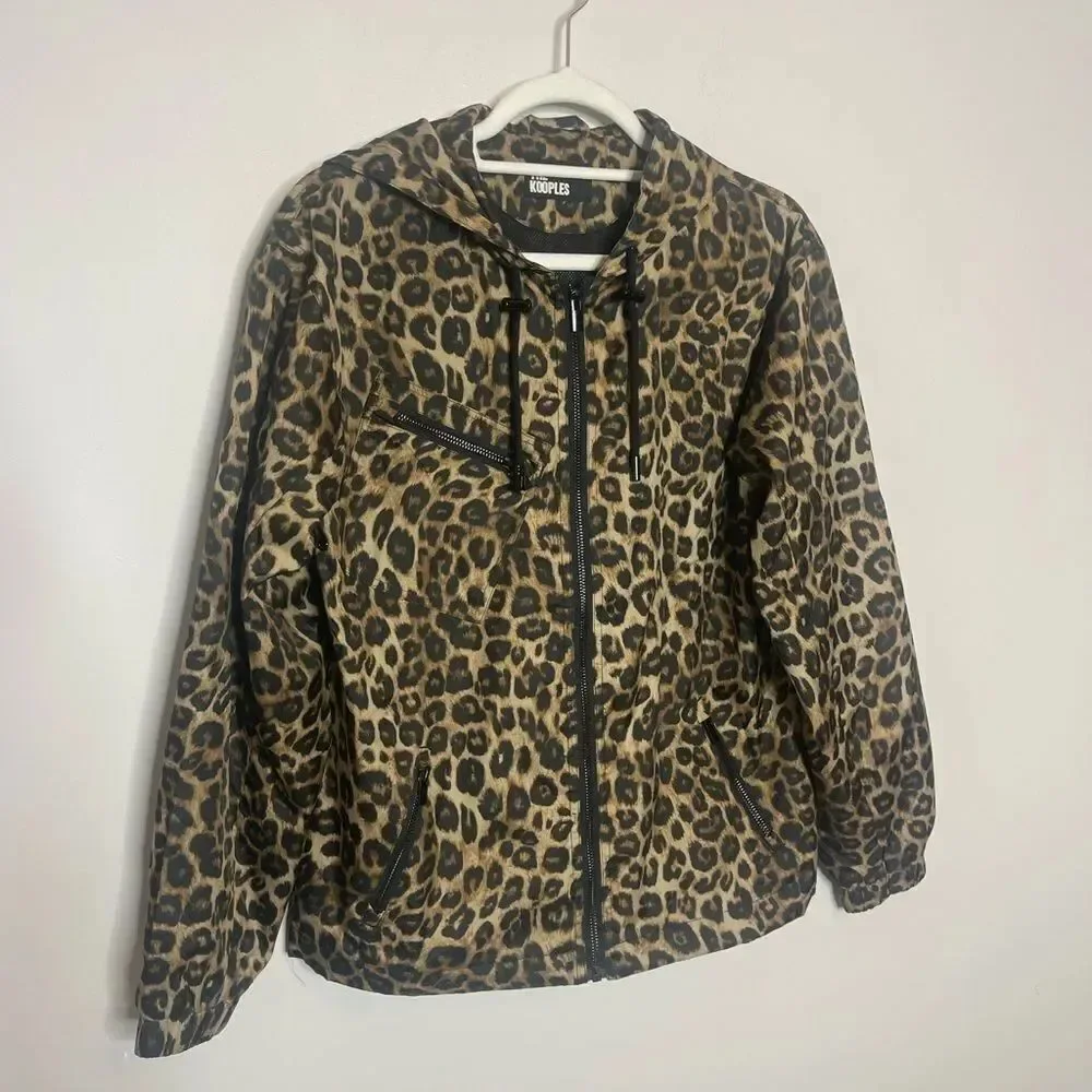 $365 The Kooples Animal Printed Hooded Windbreaker Jacket NWT